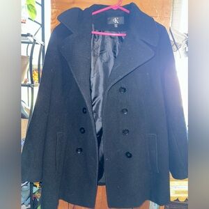 Calvin Klein Black Wool Blend Coat